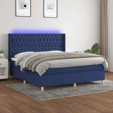  Box spring s madracem LED plavi 160x200 cm od tkanine | shoptok.hr