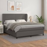 vidaXL Box spring postelja z vzmetnico siva 180x200 cm umetno usnje Cene