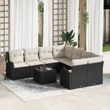 vidaXL set vrtnih sofa od 9 komada s jastučićima Crni poli ratan Cijene
