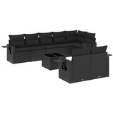 Maison Chic Seti vrtnega pohištva - Vrtna garnitura - Vrtni pohištvo set 9-delna z blazinami črn poli ratan, (21798157) | Shoptok.si