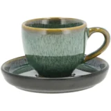 Bitz Skodelica za espresso s krožnikom - zelena / črna