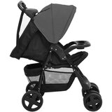 vidaXL Otroški voziček 3 v 1 temno siv in črn jeklen | Shoptok.si