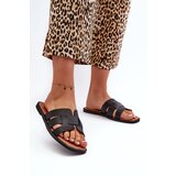 Kesi Women's flat slippers made of eco leather, black Risamay Cene
