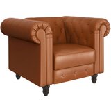 Støraa Konjak smeđa chesterfield fotelja od imitacije kože Felix – | shoptok.hr