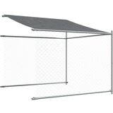 vidaXL Pasji boks s streho in vrati siv 6x2x2 m pocinkano jeklo | Shoptok.si