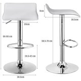  Barska stolica, komplet od 2 podesive barske stolice s naslonom za leđa i noge, stolica koja se može okretati 360° (bijela) | shoptok.hr