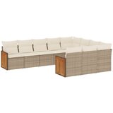  The Living Store Vrtna sedežna garnitura 10-delna z blazinami bež poli ratan - Vrtna Sedežna Garniture, (21453292) | Shoptok.si