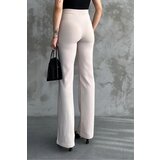 Dewberry 80272 Dewbery High Waist Slim Fit Wide Leg Pants-CREAM Cene