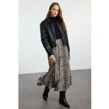 Trendyol Brown Leopard Patterned Woven Skirt