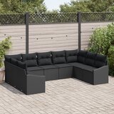 vidaXL 9-delni vrtni jedilni set s blazinami v črni poli ratan | Shoptok.si