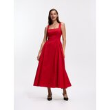 Reserved Pamučna midi haljina - crvena | shoptok.hr