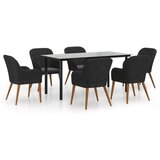  7-dijelni vrtni blagovaonski set s jastucima crni | shoptok.hr