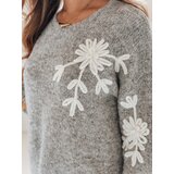 DStreet Damski sweter z aplikacją kwiatów GIRLHERBAL szary | shoptok.hr