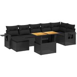 Maison Chic Seti vrtnega pohištva - Vrtna garnitura - Vrtni pohištvo set 8-delna z blazinami črn poli ratan, (21798785) | Shoptok.si