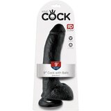 King Cock 9 - velik vibrator z objemko za testise (23 cm) - črn Cene