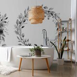  Foto tapeta - Romantic wreath - grey plant motif with leaves with rose pattern 150x105 | shoptok.hr