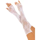Leg Avenue Floral Net Fingerless Gloves 2034 White
