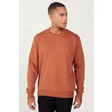 AC&Co / Altınyıldız Classics Men's Light Brown Standard Fit Regular Fit Crew Neck 3 Thread Cotton Sweatshirt