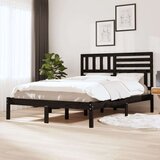  Posteljni okvir črn 150x200 cm trdna borovina, (20788213) | Shoptok.si