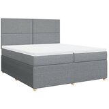 Maison Chic Box spring postelja - Vzmetna postelja z vzmetnico svetlo siva 200x200 cm blago SL24063, (21891517) | Shoptok.si