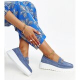 Gemre Blue leather loafers with decorative buckle Taija | shoptok.hr