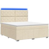  LED okvir za krevet s madracem Krem 140 x 190 cm Tkanina Slike