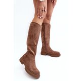 EVENTO Women's Quilted Knee-High Boots Brown Heliofa | Shoptok.si