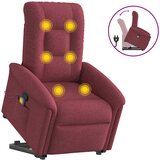 vidaXL Masažni naslonjač na podizanje od tkanine crvena boja vina | shoptok.hr