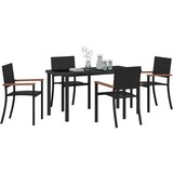  Set za blagovanje u vrtu 5 komada crni poli ratan | shoptok.hr