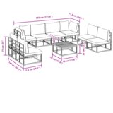  Vrtna sedežna garnitura z blazino 9 pcs Črna Aluminij - - črna - 84.4 - 70 x 70 x 32 cm - | Shoptok.si