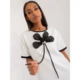 Fashion Hunters Ecru Formal Blouse with Short Sleeves