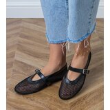 D/CEO Turina black mesh ballet flats with buckle | shoptok.hr