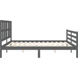  Okvir za krevet s uzglavljem sivi 200 x 200 cm od masivnog drva | shoptok.hr