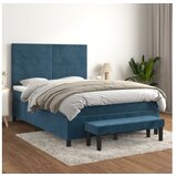 vidaXL Box spring postelja z vzmetnico temno modra 140x190cm | Shoptok.si