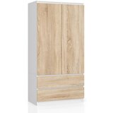 AKORD Garderobna Omara, 2 Vrata In 2 Predala, Bela/Hrast Sonoma, (5000331705) | Shoptok.si