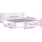  Krevetna konstrukcija Smeđa 200 x 220 cm Čvrsto borovo drvo | shoptok.hr