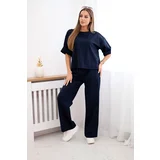 Kesi Włoski Punto set blouse + wide-leg pants navy blue