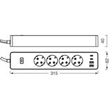 Osram Produžni kabl SMART+ 4Z tip F + 2xUSB-A + 2xUSB-C Wi-Fi | Eponuda.com