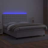 Krevet box spring s madracem LED bijeli 160x200 cm umjetna koža | Eponuda.com
