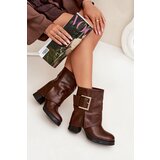 Boto Womens Insulated Heeled Ankle Boots With Gold Buckle Brown Milira | shoptok.hr