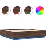 Furnova Posteljni okvir z LED lučkami rjavi hrast 200x200 cm inž. les, (21940190) | Shoptok.si