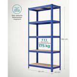 Songmics Regal GLR040Q01, 4 delni, (180 x 90 x 40 cm), moder | Shoptok.si
