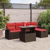  6-dijelni set vrtnih sofa s jastucima smeđi od poliratana | shoptok.hr