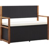 vidaXL Klop za shranjevanje 110 cm poli ratan in trdna akacija črna Cene