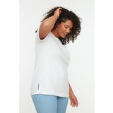 Trendyol Curve White Crew Neck Slit Basic Knitted T-Shirt Cijene