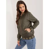 Fashion Hunters Khaki quilted bomber jacket with zipper