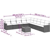  10-dijelni set vrtnih sofa s jastucima crni od poliratana | shoptok.hr