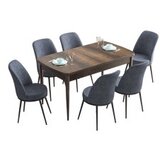 Hanah home Hanah Kućni set Trpezarijski sto i 6 stolica Han, sivo-smeđa | Eponuda.ba
