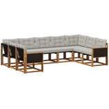 vidaXL Zunanja garnitura za sedenje 9 pcs Naravna in svetlo siva, (5000282434) | Shoptok.si