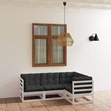 The Living Store Vrtna sedežna garnitura 4-delna z blazinami trdna borovina - Vrtna Sedežna Garnitura, (21475358) | Shoptok.si